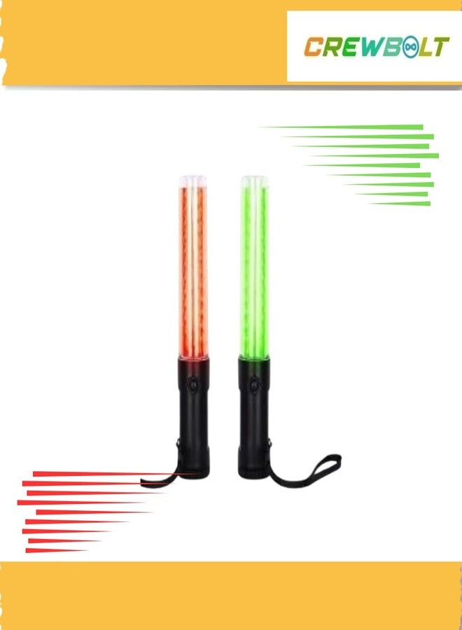 CREWBOLT 28 CM Waterproof LED Traffic Baton | Flashing Red & Green Road Safety Signal | Emergency Reflector Light Stick | Self-Defense Safety Rod - Image 5